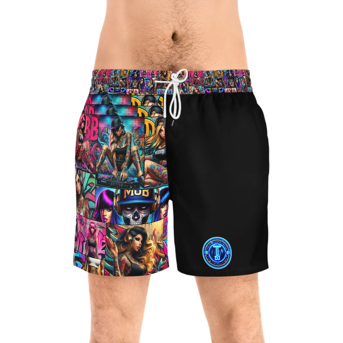 MDBTDJ#MLS1 Men's Mid-Length Swim Shorts Tattooed Dj's Limited Edition Swim Wear